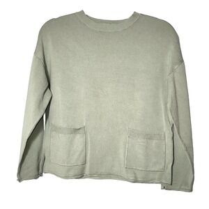 Zara Girls Sage Green Viscose Pocket Front Knit Drop Sleeves Sweater Size 11-12